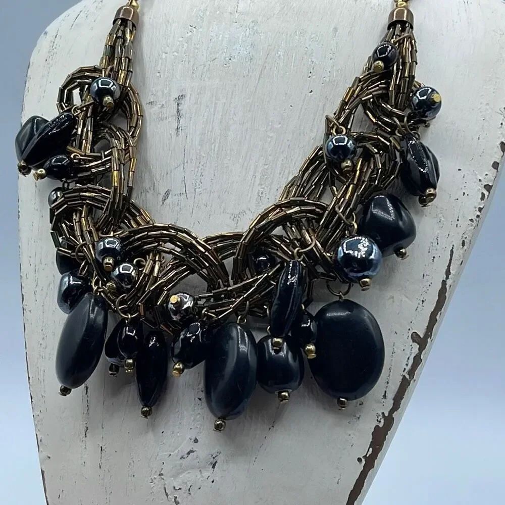 Bohemian inspired statement necklace  bold chunky textured